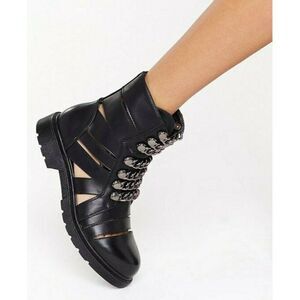 Lover y Women's 5.5/6  Cut out chain lace biker boots - New